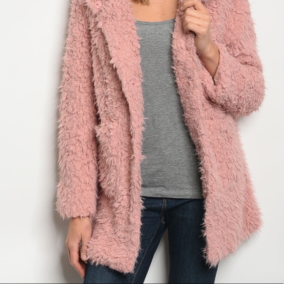 Blush Shaggy Fur Coat - Picture 3 of 6